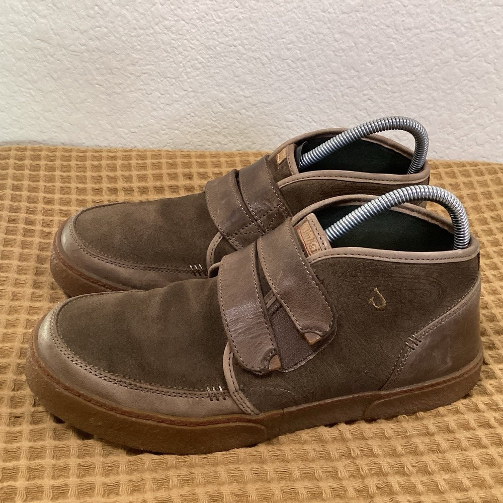 Olukai Kaha Brown Leather Mens Sz 9.5 Hook & Loop chukka Ankle Boots